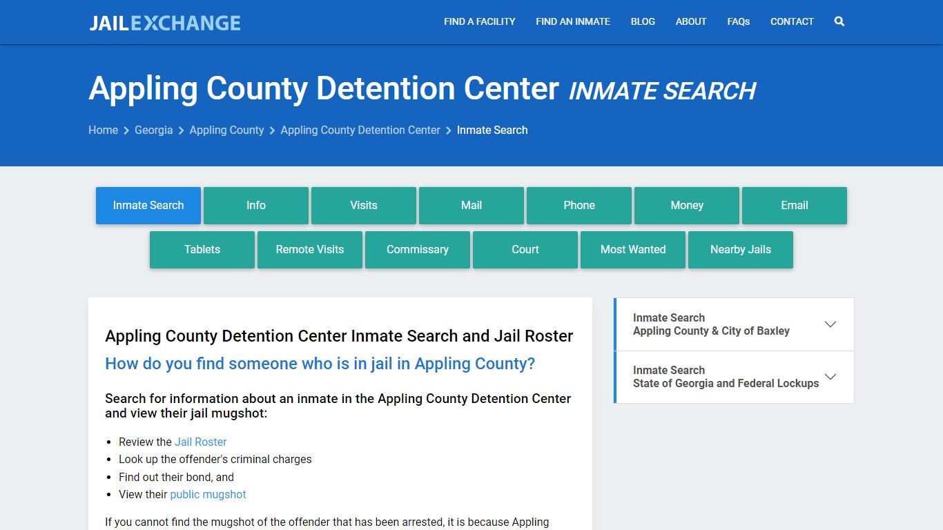 Appling County Detention Center Inmate Search - Jail Exchange